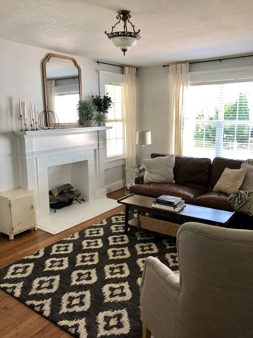 Living room with large screen TV