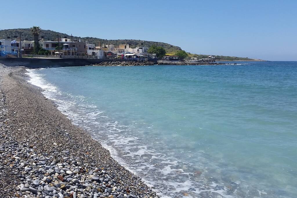 The beach in front of the studios.