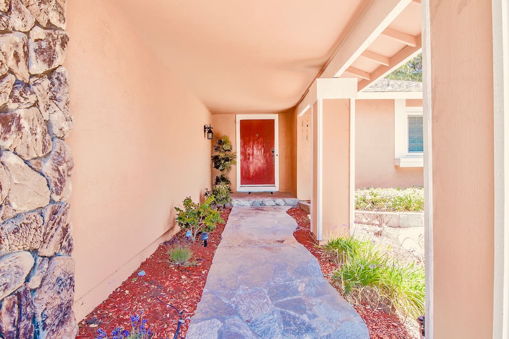 Long walkway to a welcoming front entrance