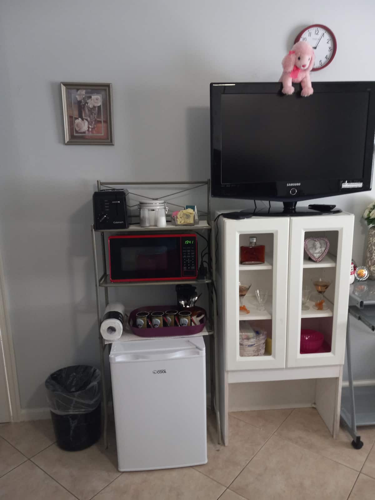 TV, microwave and coffee maker inside the Palm Suite