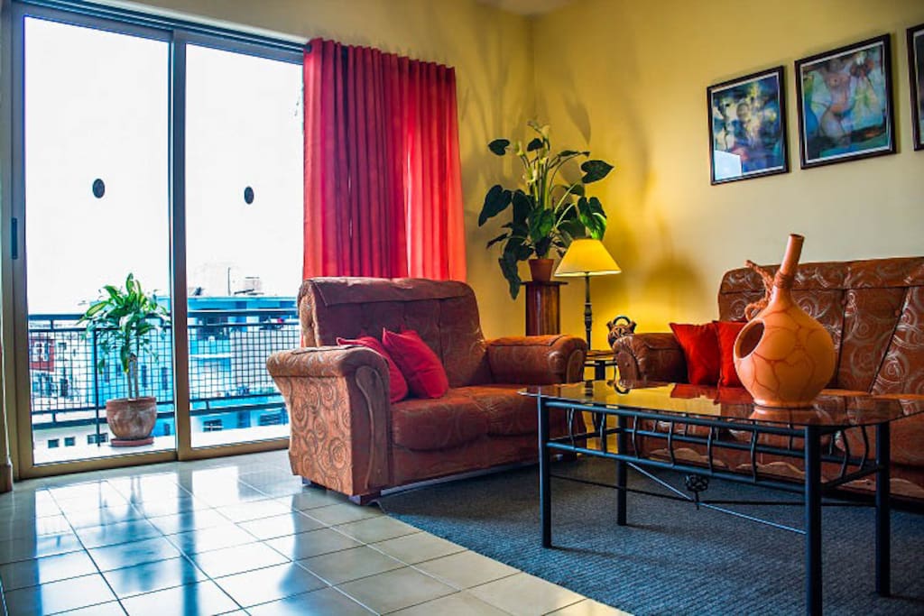 living and view of the balcony