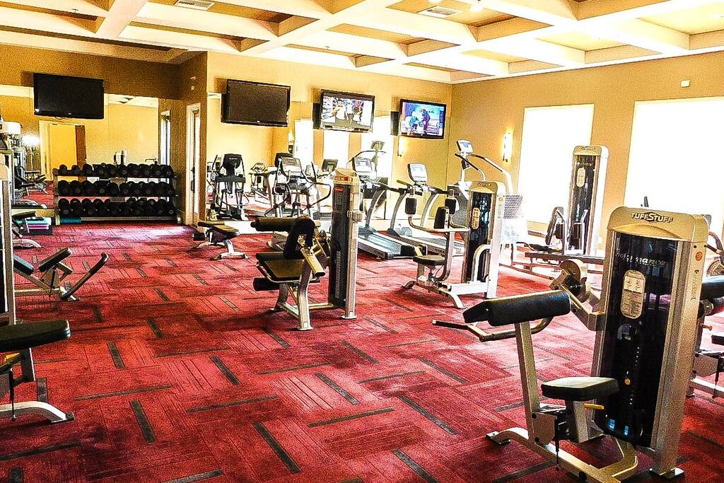 Exercise room with showers.