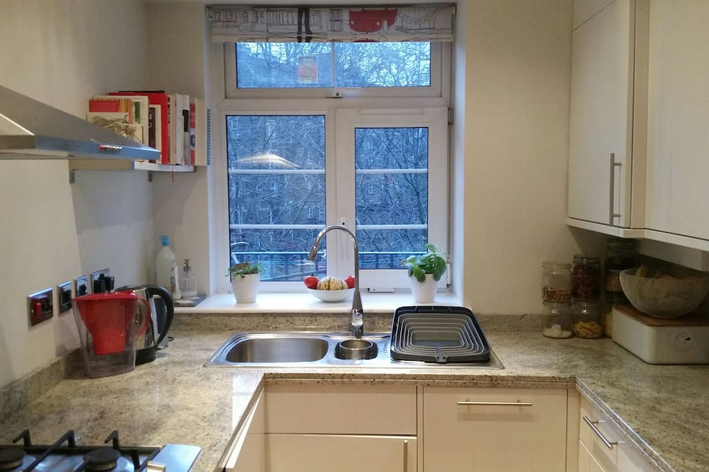 Kitchen, looking out onto park