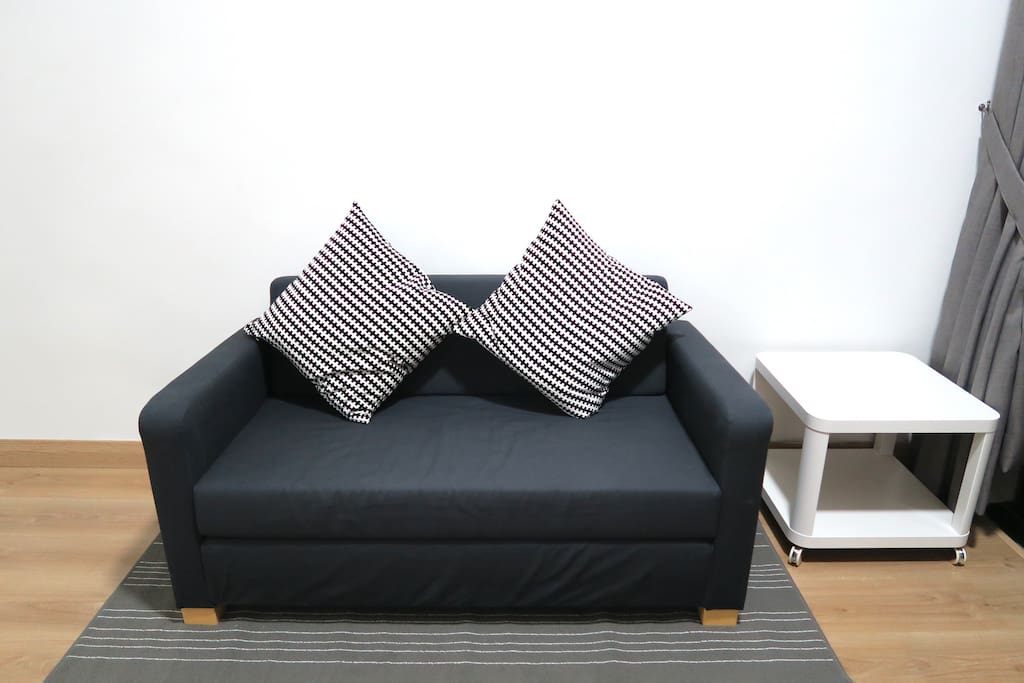 Sofa bed that caters additional 2 guests and a coffee table