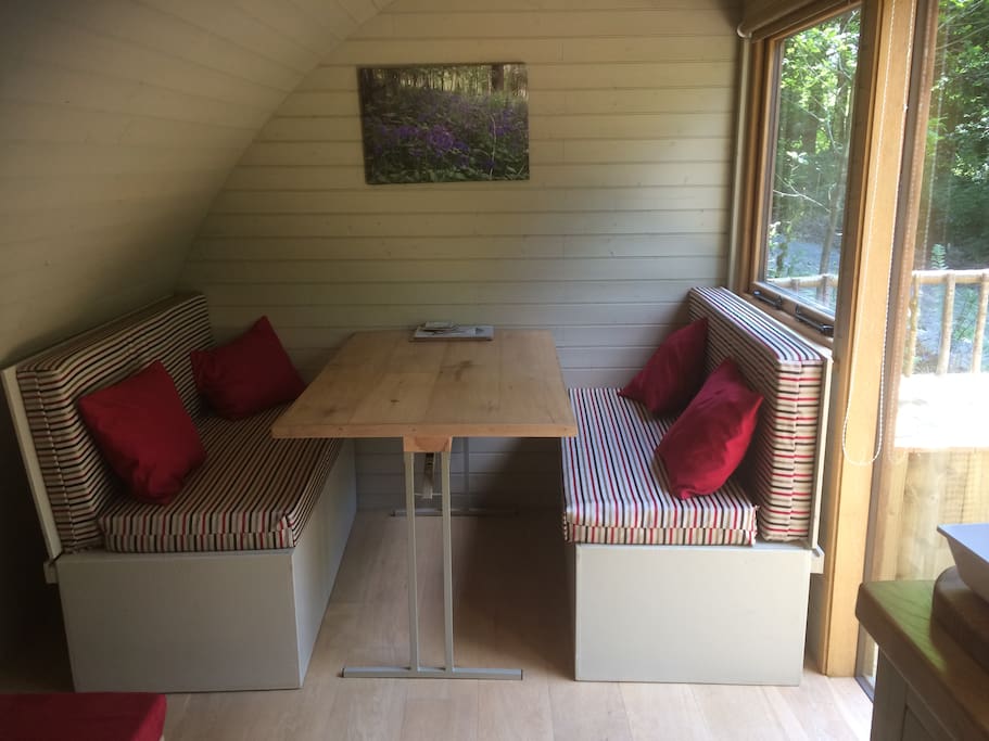 seating area which turns into a bed
