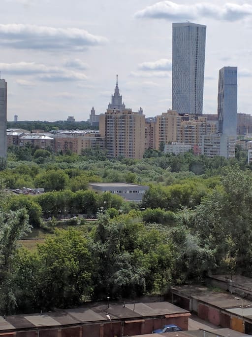 View of the Moscow State University from the windows of the apartment.