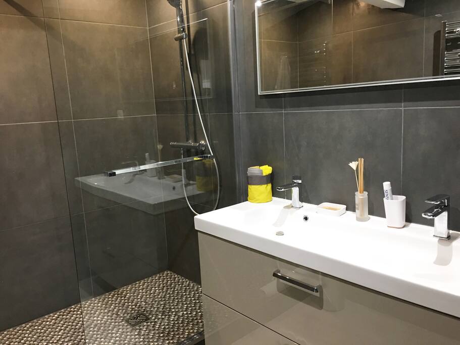 Salle de bains avec douche italienne