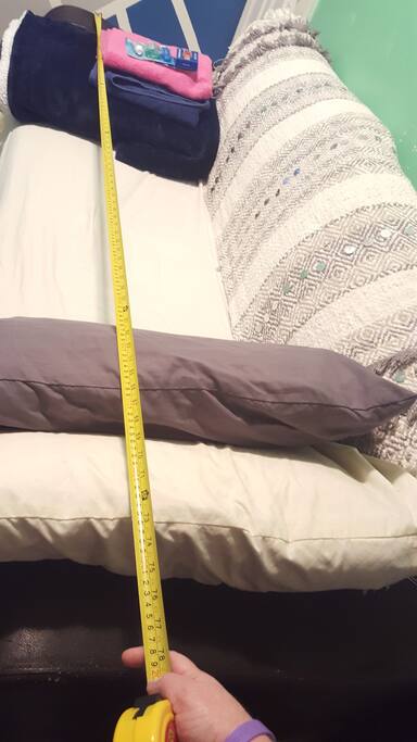 Best for quick comfortable stay. (Total length of couch is 77 inches recommended comfortably is best for 5ft. 5 inches. And under) will rent to ALL people heights just want to be honest about couch sizing.
