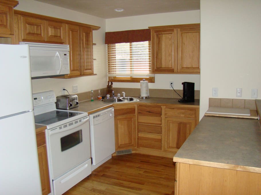 Large fully functional kitchen.