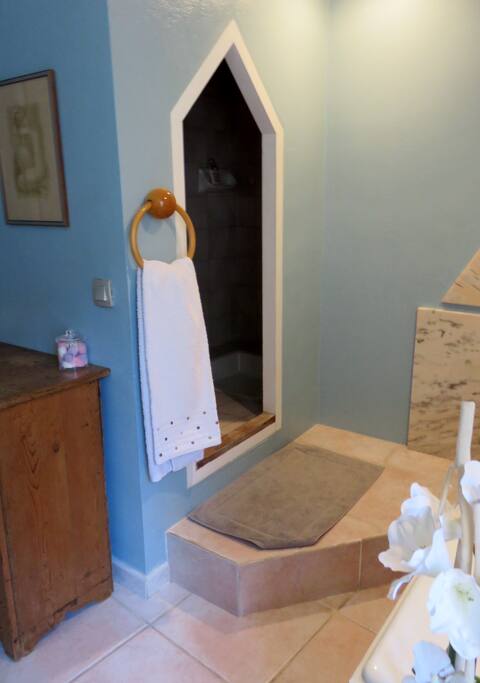 Entrée de la douche dans la salle de bain