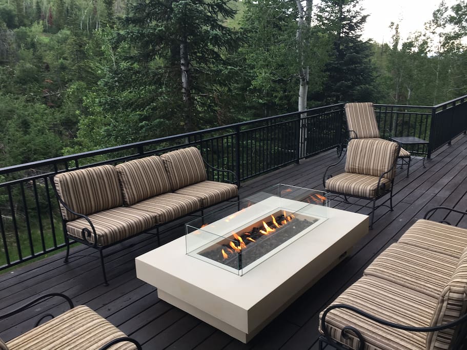 Lower deck seating area, also includes Bistro table and Loungers