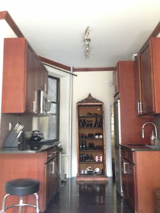 Kitchen, with Gas stove and Microwave, Tea Kettle