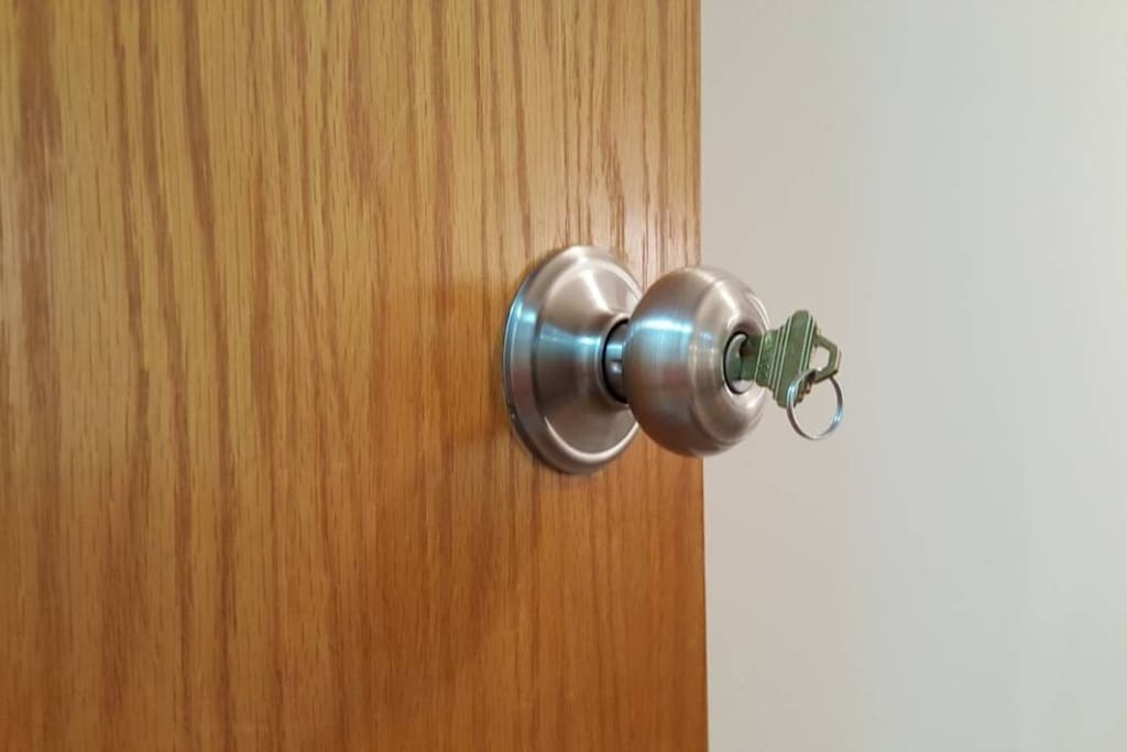 Lock on the door with key.