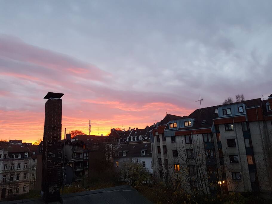 Sonnenuntergang vom Balkon