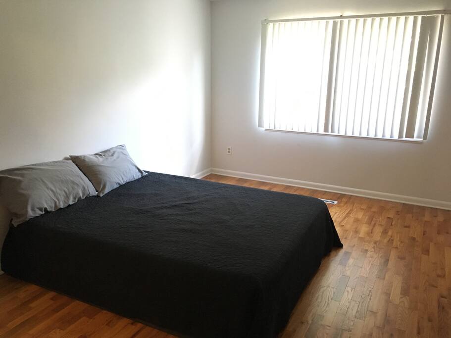 Minimalist bedroom with Casper mattress + box spring and
large walk-in closet