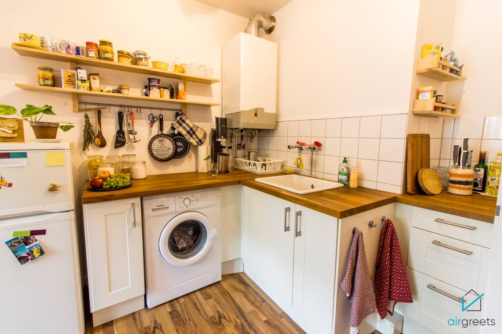 The kitchen includes everything you need for a self-cooked meal.