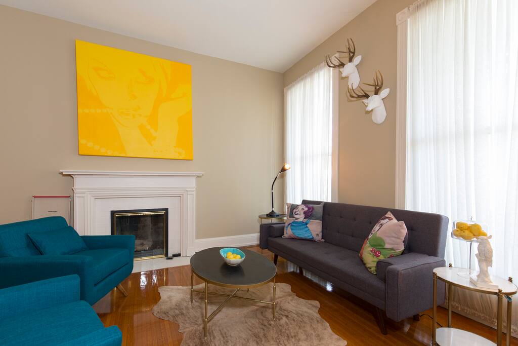 Living room with fold down sofa bed