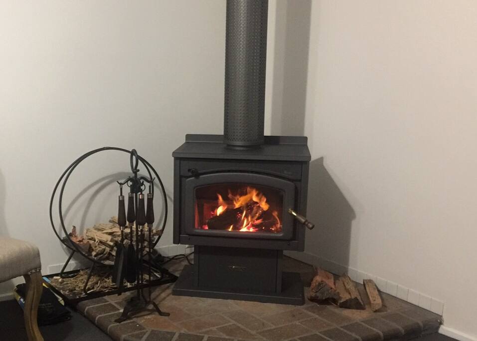 The fireplace makes the homestead cozy when the weather is cool.