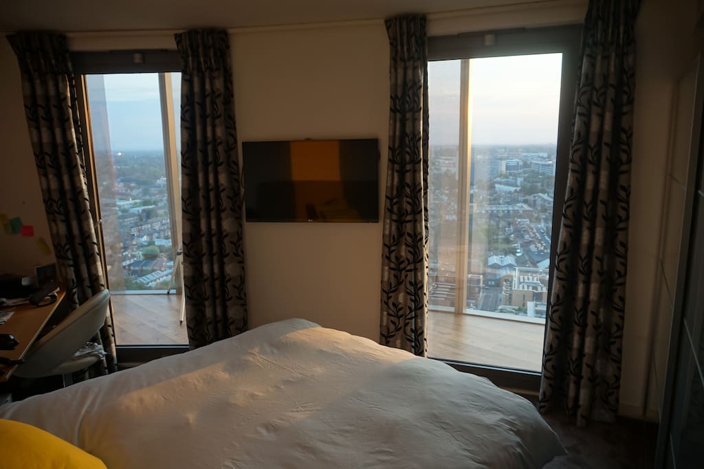 Blackout curtains and Sky TV with HDMI cable for movies off your laptop (if you like :)