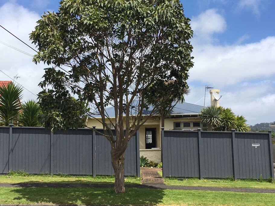 Private high fence front of house