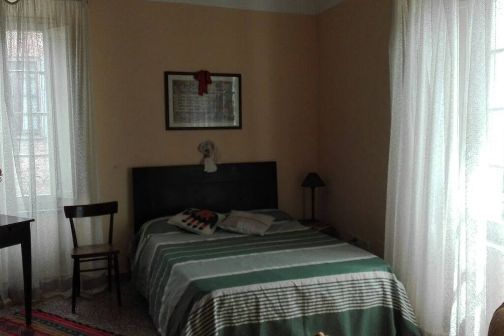 bedroom with double bed, great light and wonderful view