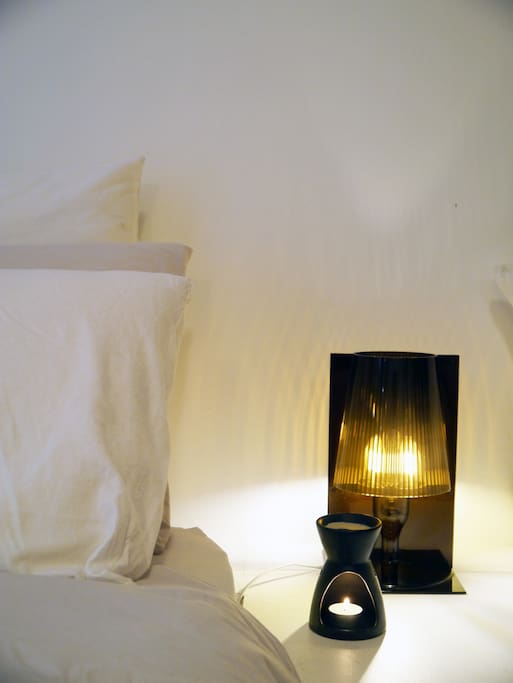Reading lamp and lots of comfy pillows.