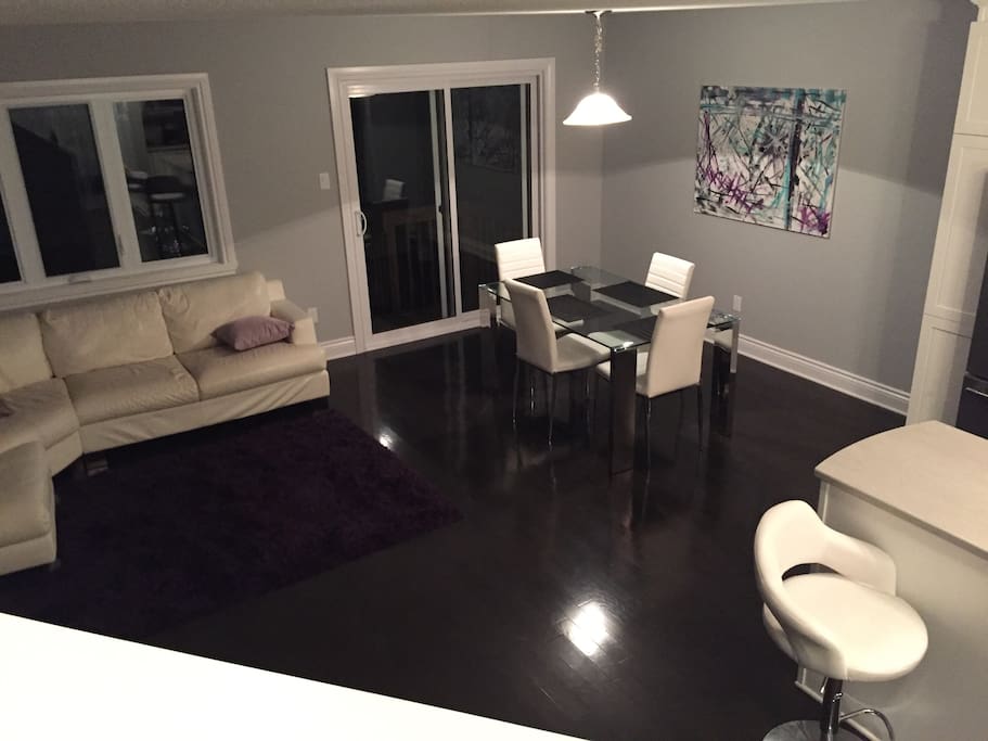 Open concept kitchen and living room.