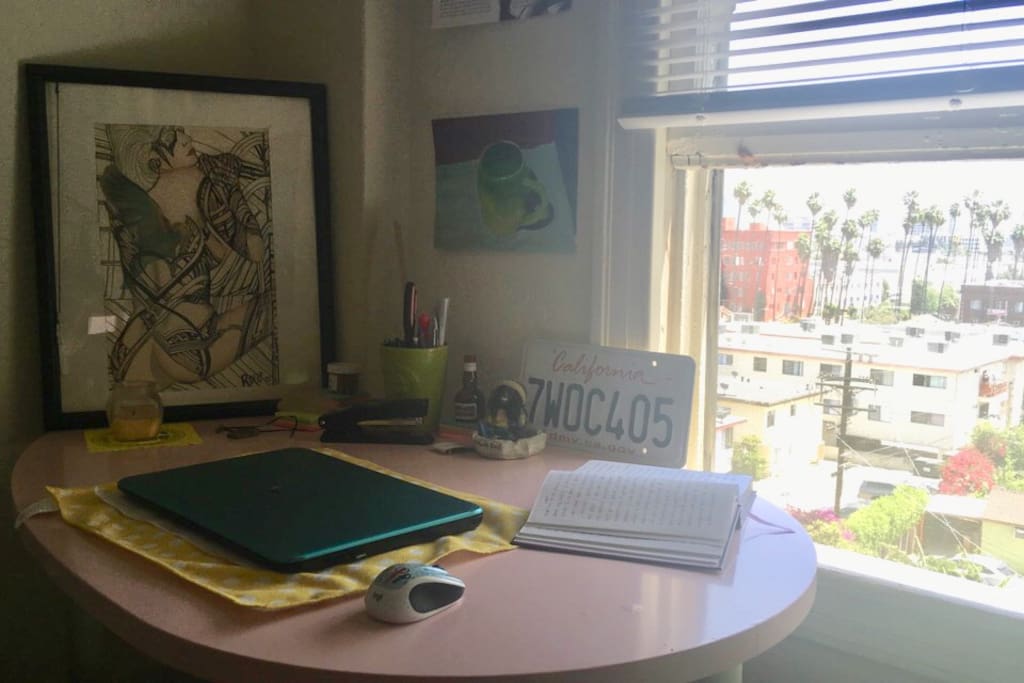 Nice desk space to gather and plan you day in LA