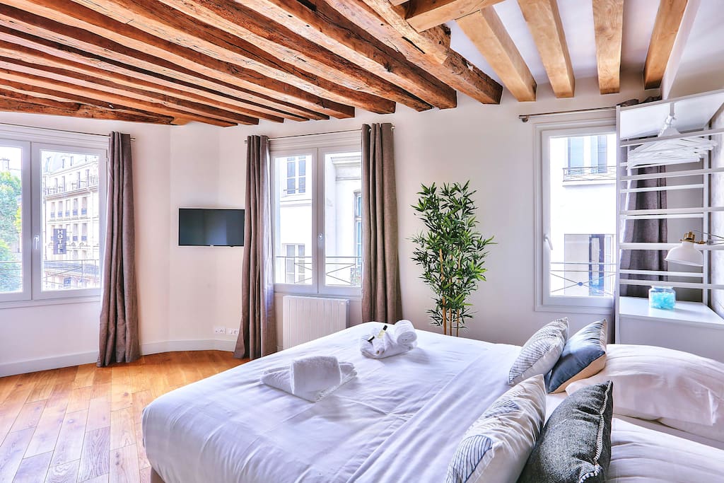 The bedroom with wifi, tv and window with double glazing
