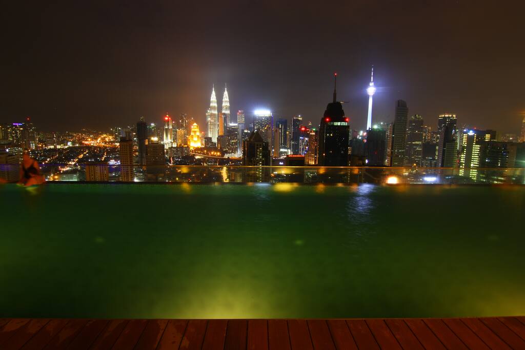 KL City view from the roof top infinity pool
