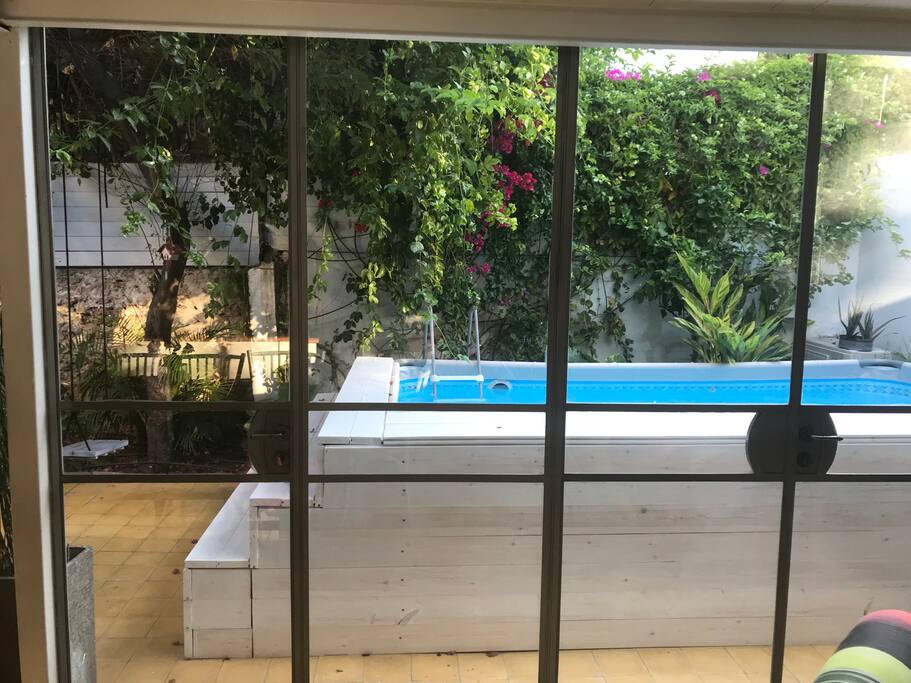 The swimming pool - a look from the living room