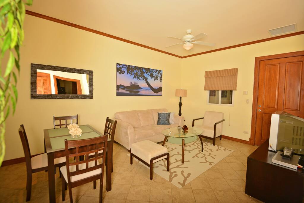 Living room and dining area