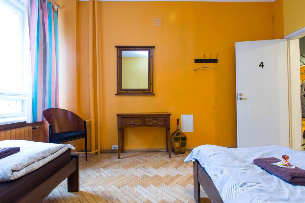 The room has nice parquet floors