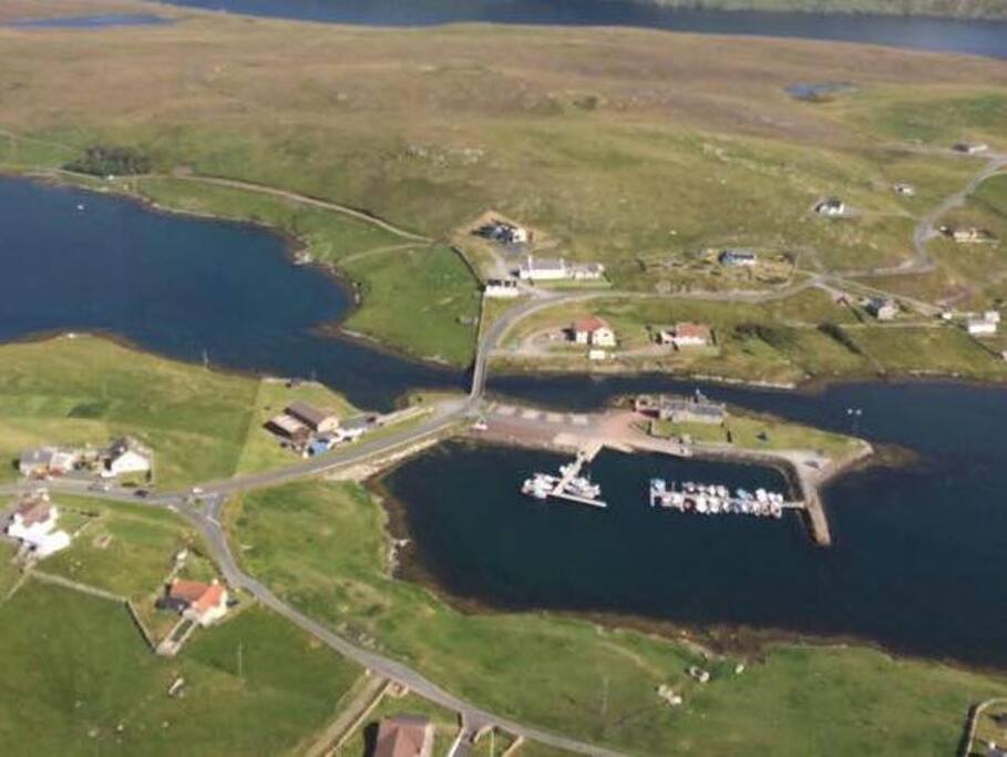Bridge End from the air - we are located in the centre - just over the bridge, overlooking the marina.