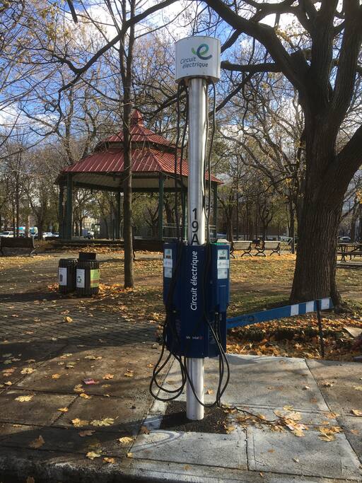 New electric car charger front of park