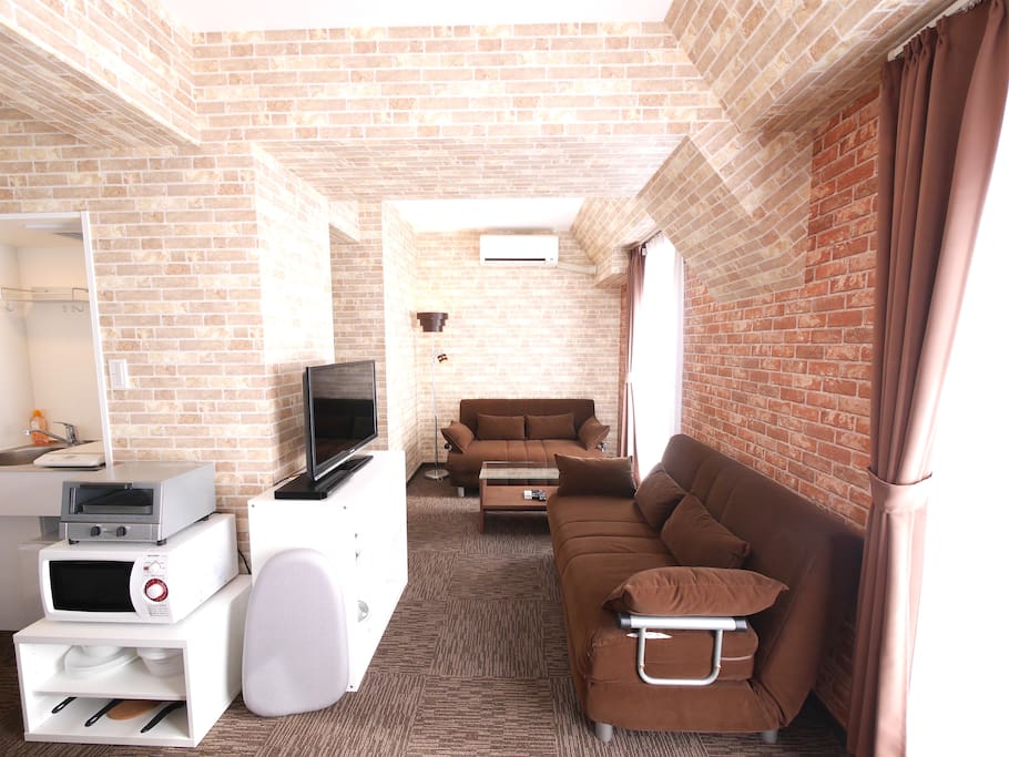 Double bed and two double sofa-beds for 6pax