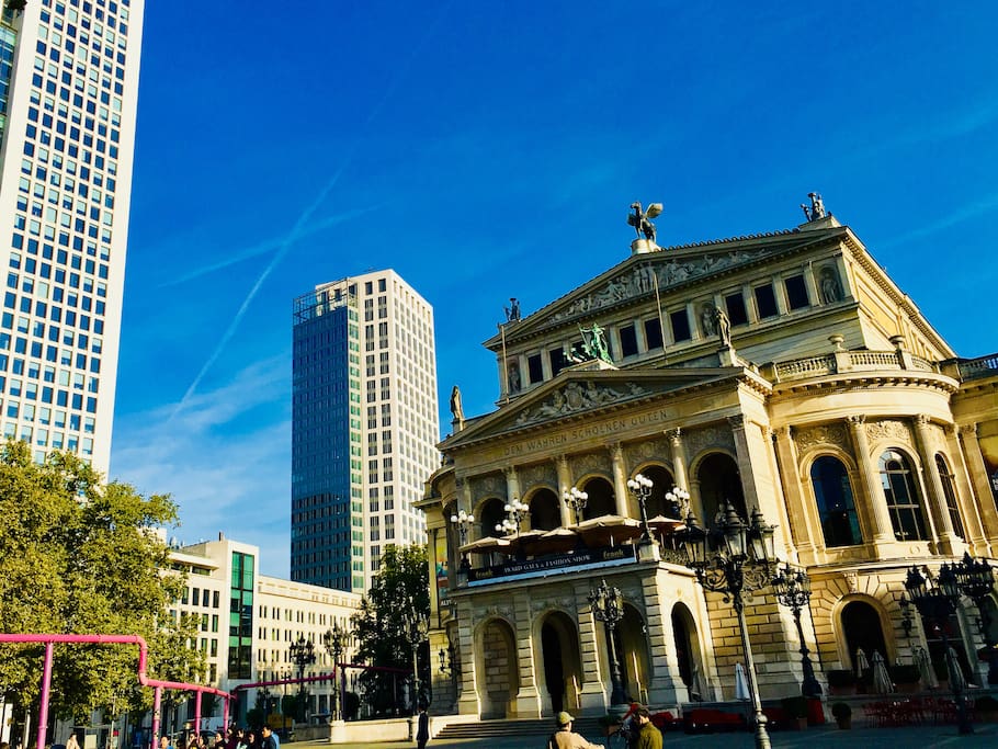 The famous Opera Square with the iconic Alte Oper und Opernturm buildings are just down the street.