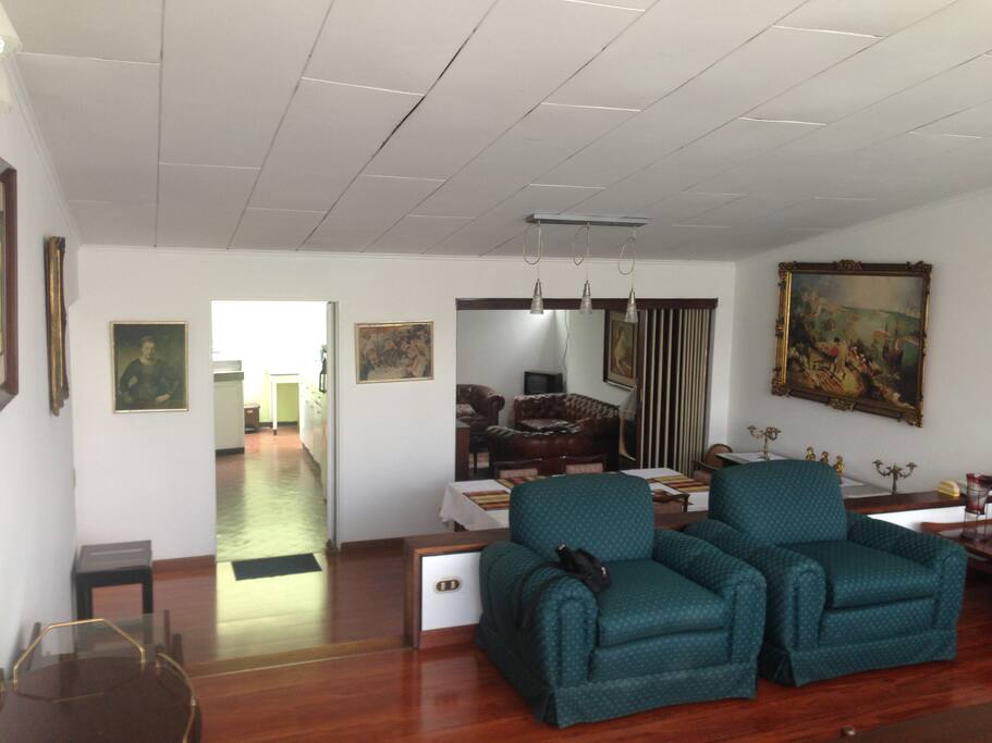 Social space, dinning room, kitchen, and studio