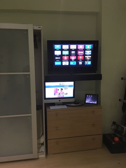 Entertainment Centre and iMac and B & O Television