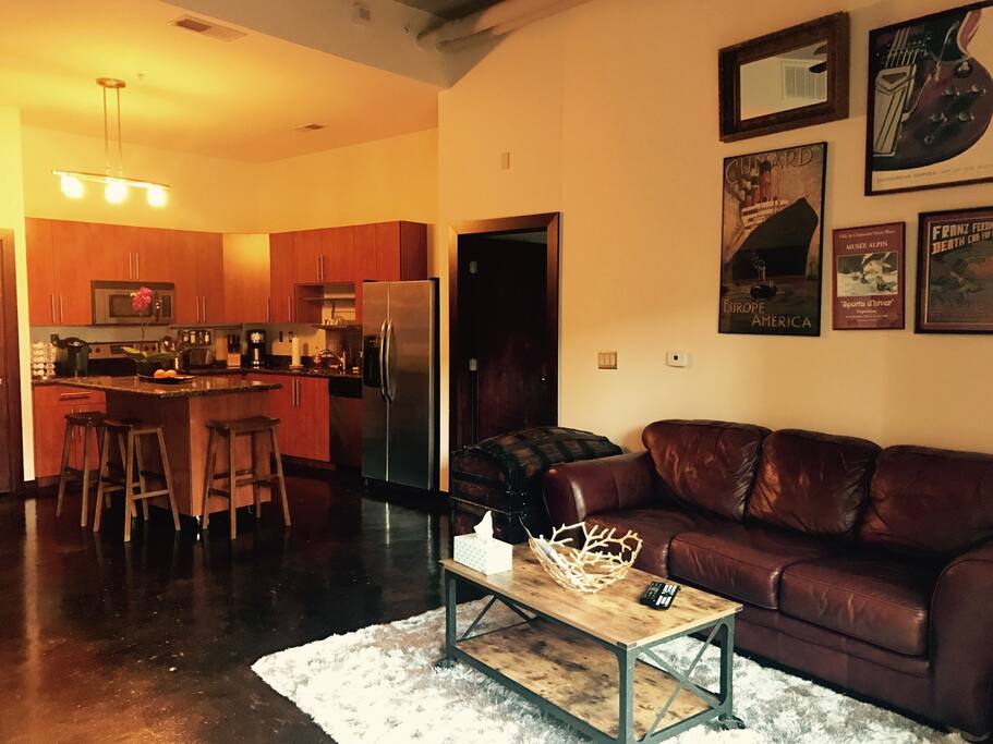 Open living room and kitchen