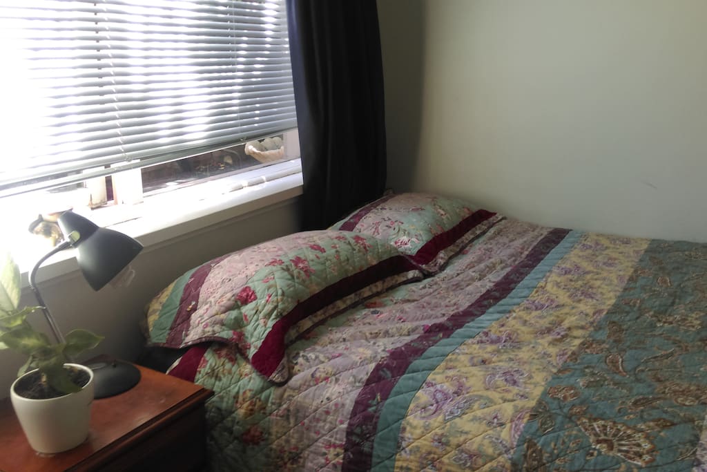 Queen size bed, lots of natural light!