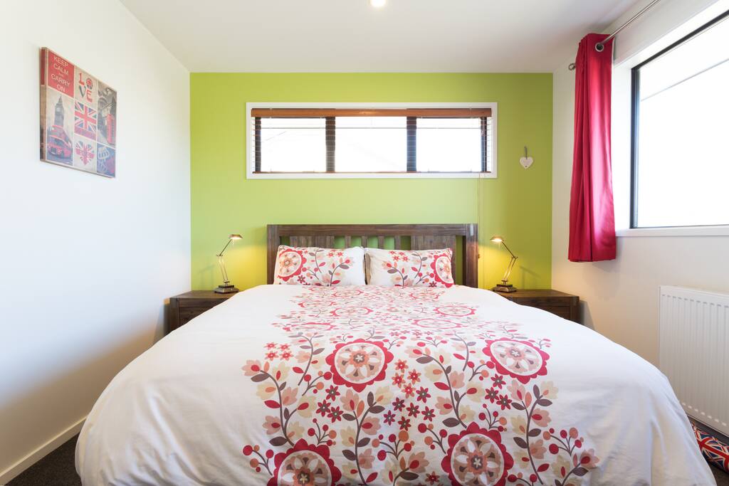 The inviting master bedroom with King sized bed