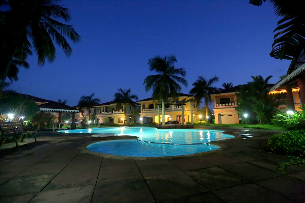 Swimming pool by dusk
