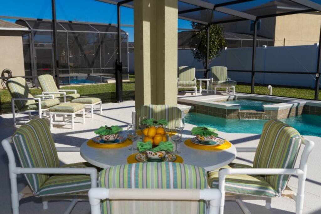 Pool and Spa with All Day Sun and Shaded Lanai.