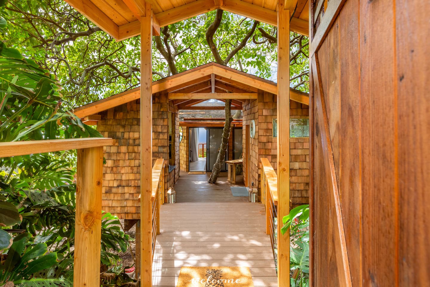 Hawaii treehouse amidst tropical foliage of Kailua-Kona often heralded the best Airbnb Hawaii