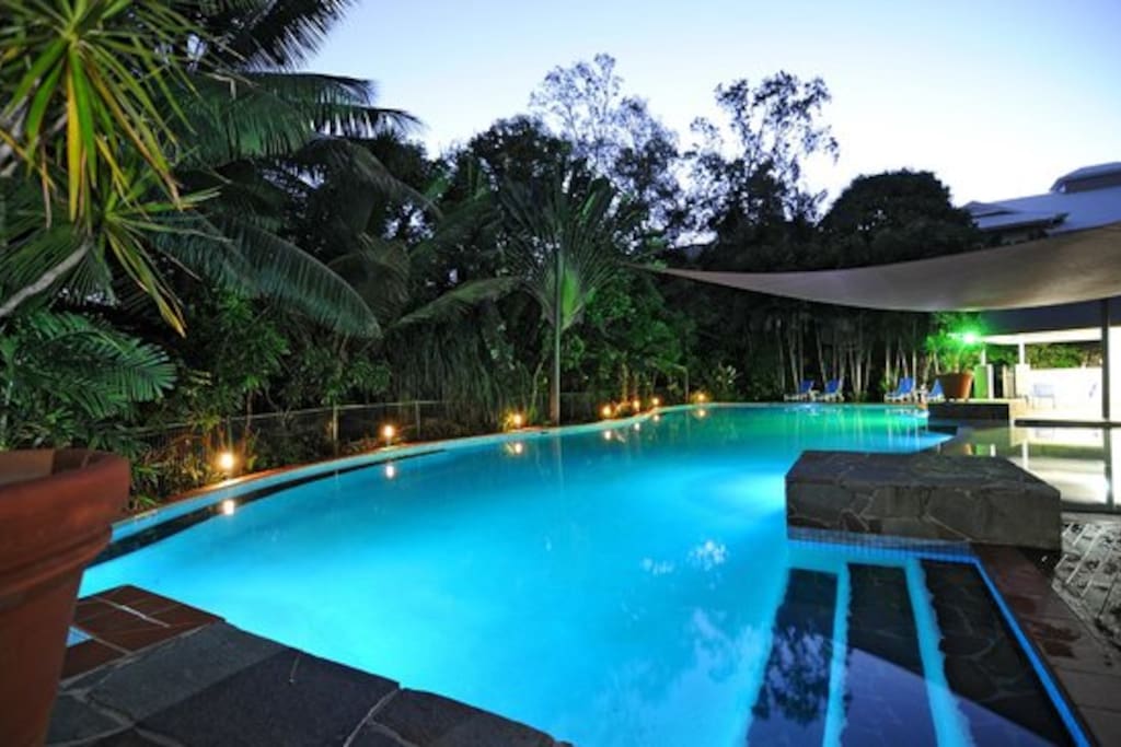 Pool and BBQ Area by Night
