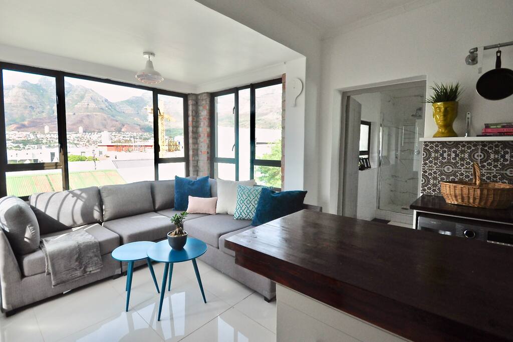 the view from the kitchen - overlooking the Bo-Kaap, City Bowl and Table Mountain