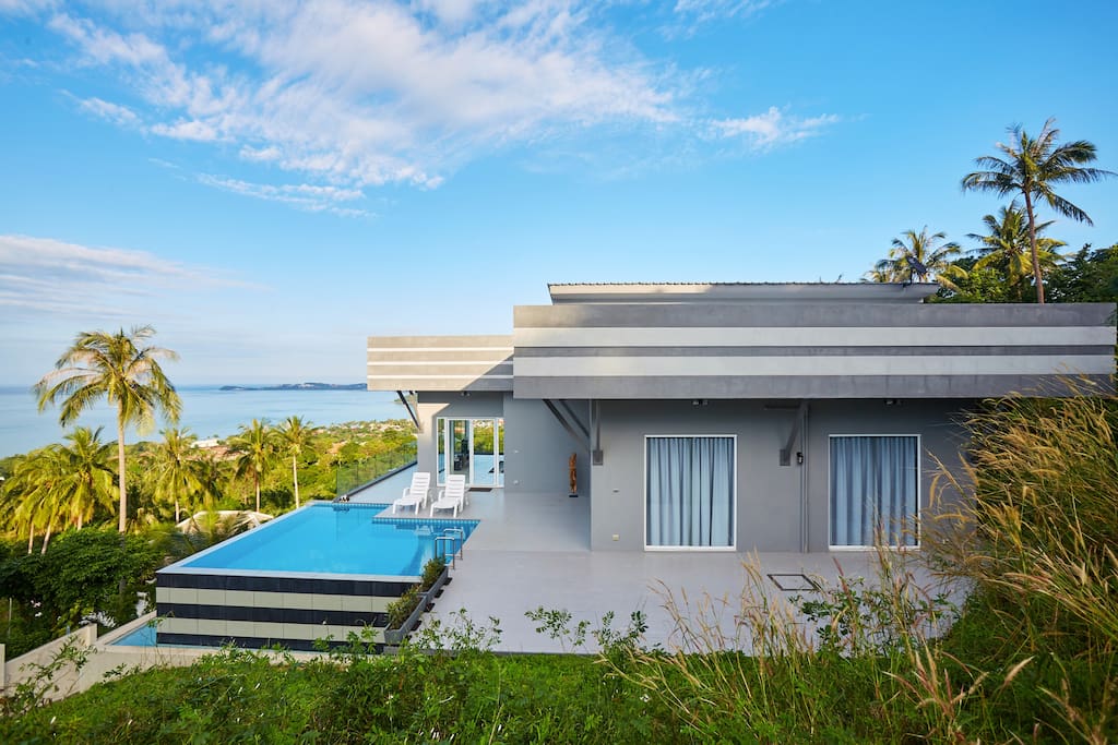 private swimming pool with stunning sea view