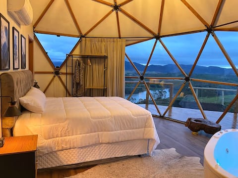 Dome with Mountain Lake View
