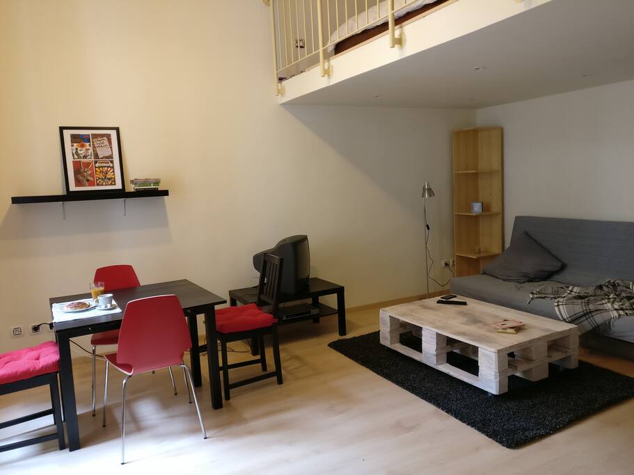Living room + dining area